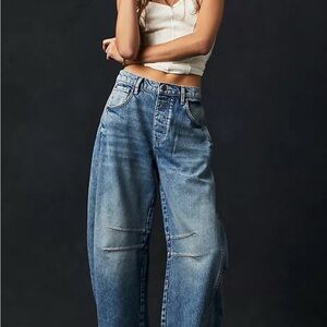 Free People Denim Blue Wide-Leg Jeans